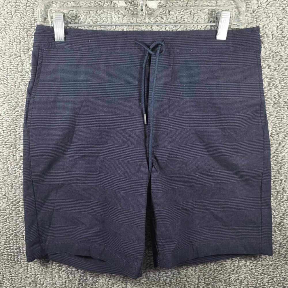 Ben Sherman Shorts Navy Blue Striped Plaid Elastic Drawstring -‎ Mens 30 Waist